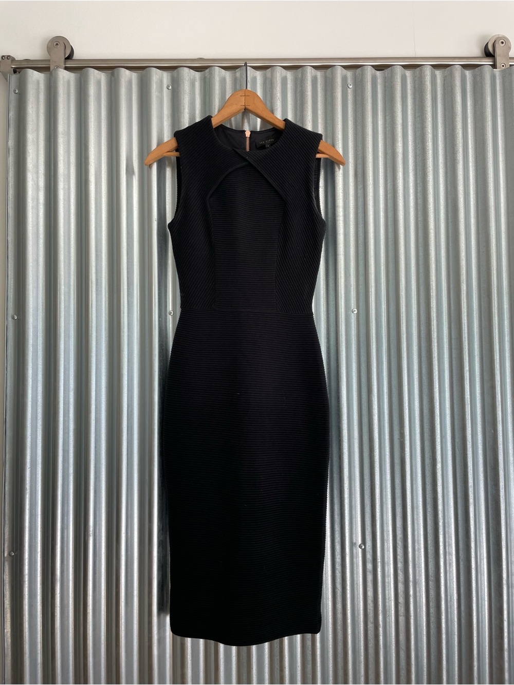 Ted Baker Black Sleeveless Midi Sheath Dress